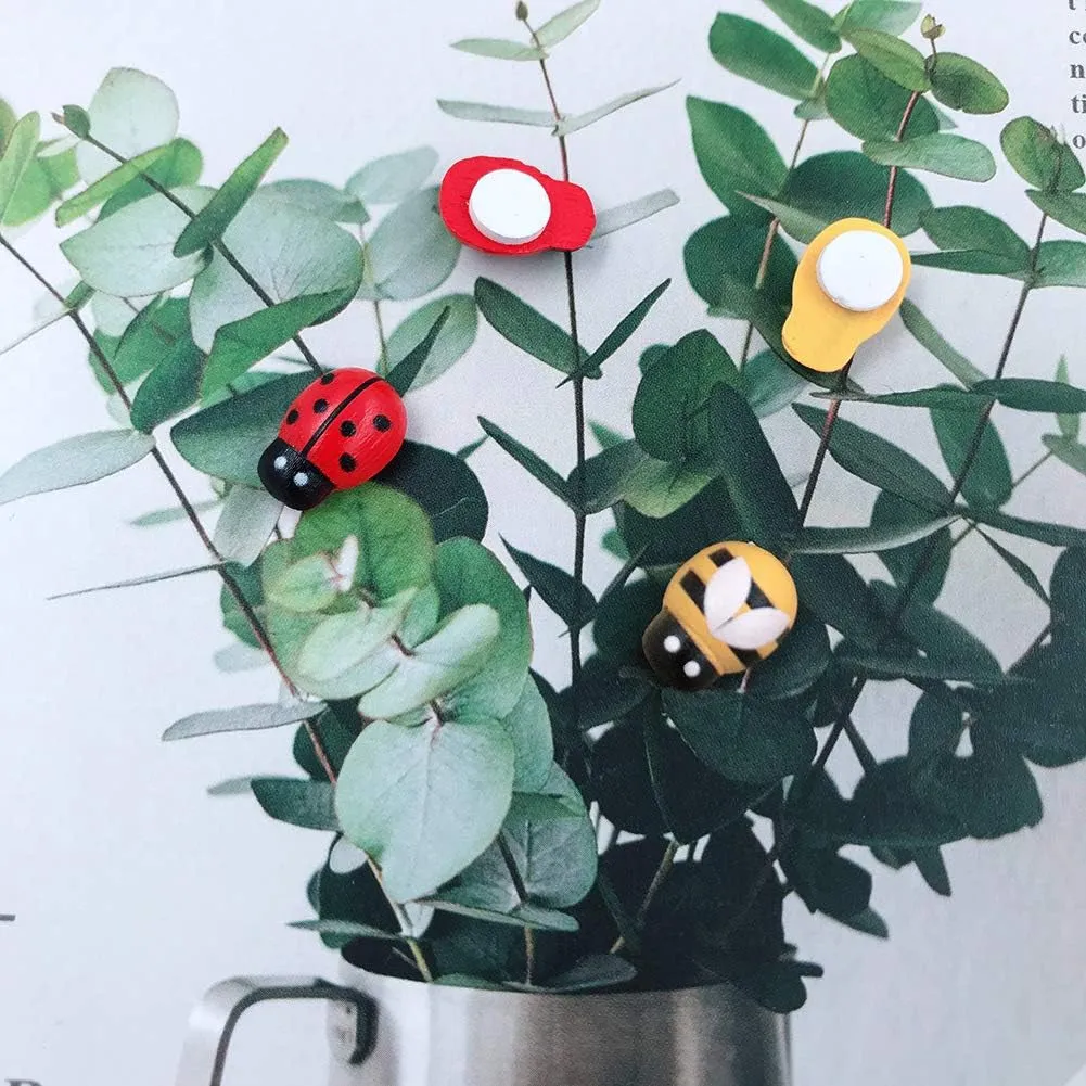 120Pcs Wood Bees and Wood Ladybugs Flatback Bees Wooden Ladybugs Self-Adhesive Embellishments for Craft Scrapbooking Baby Shower Birthday Party Decoration