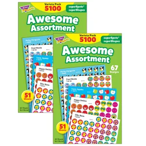 Awesome Assortment superSpots®-superShapes Variety Pack, 5100 Per Pack, 2 Packs