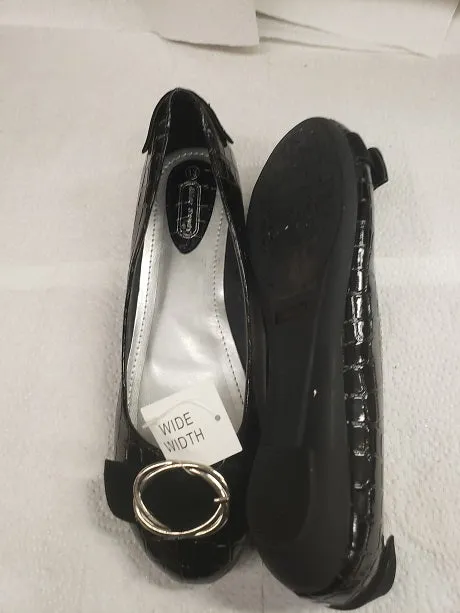 Bertha -- Women's Flat Shoes -- Black Croc Print