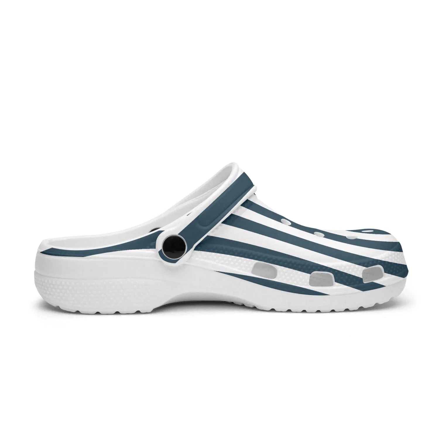 Blue and White Stripes All Over Printed Clogs