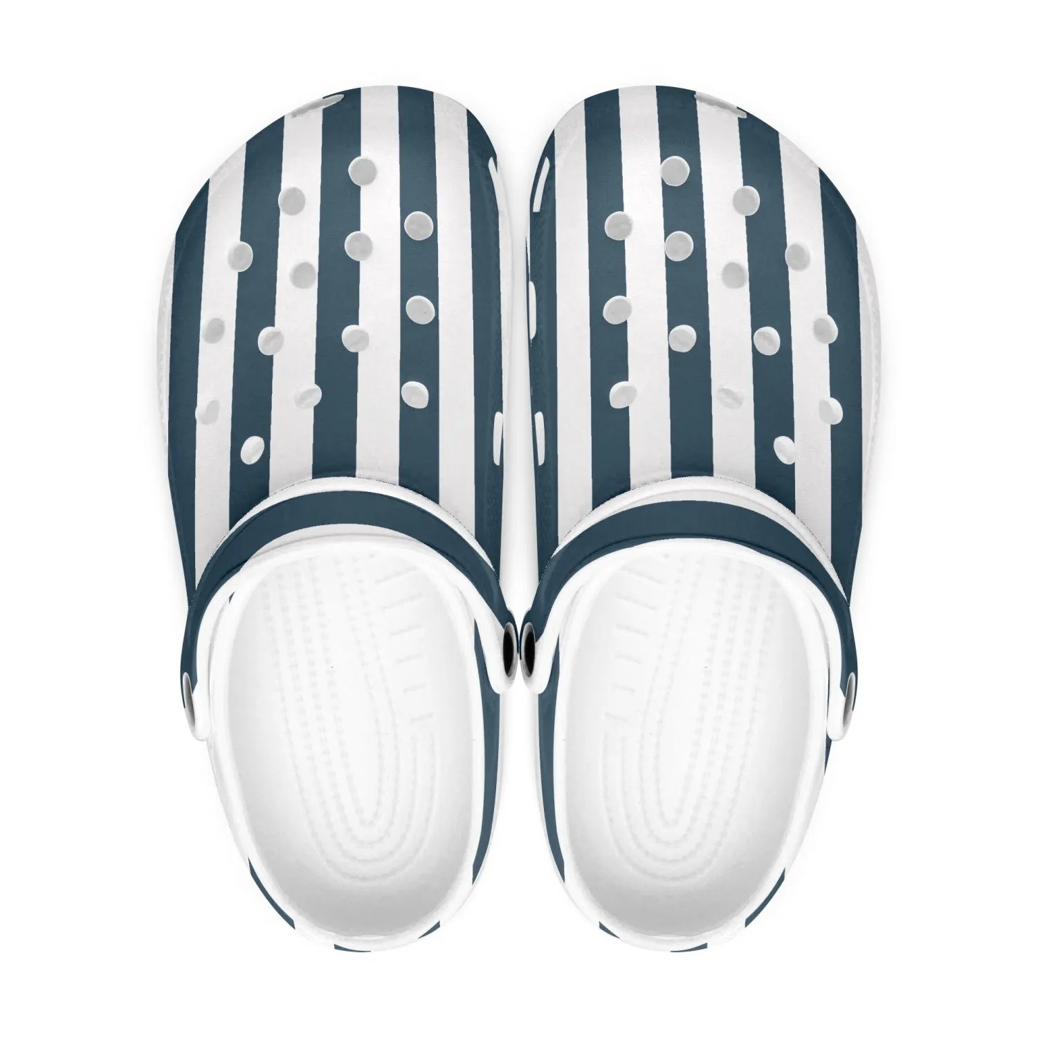Blue and White Stripes All Over Printed Clogs