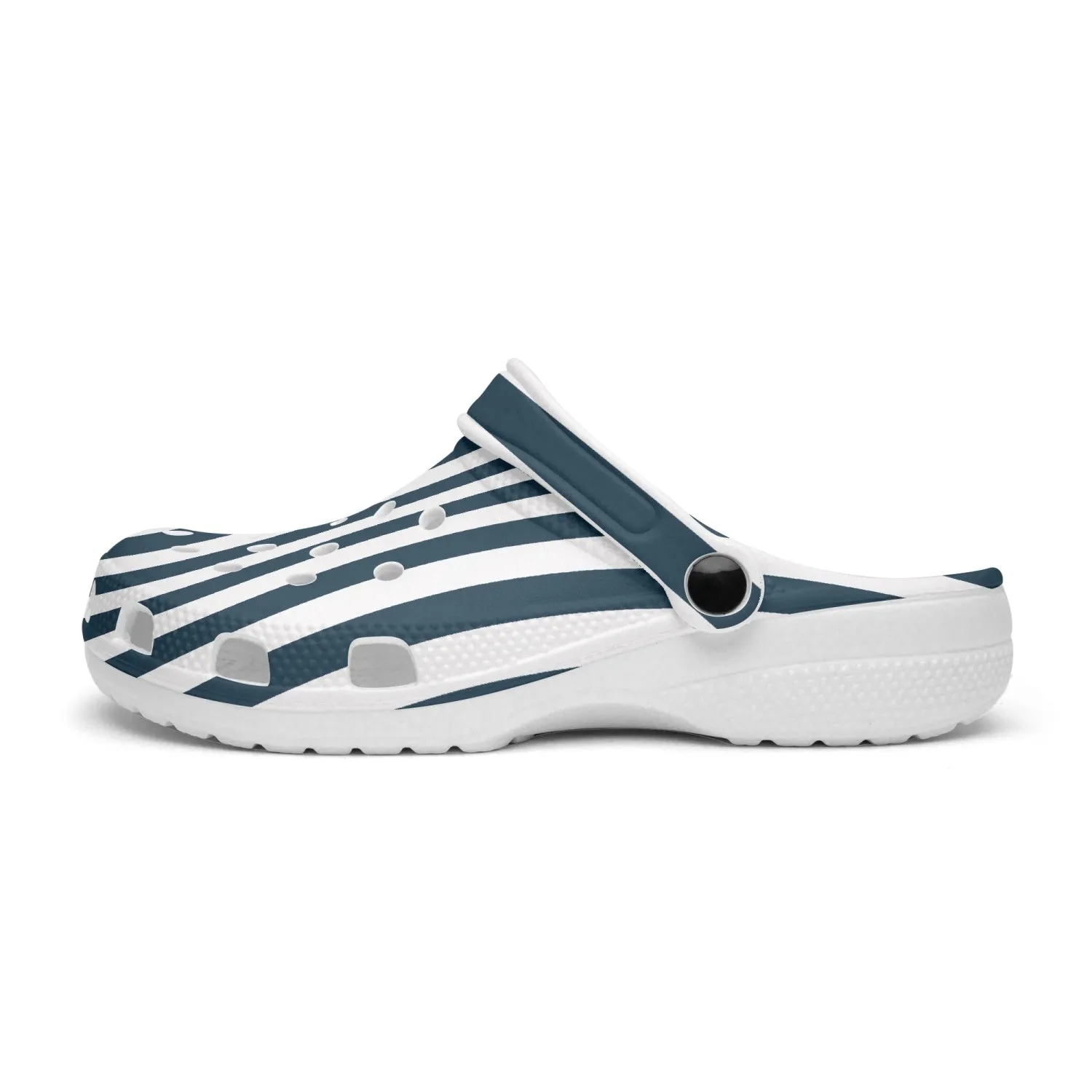 Blue and White Stripes All Over Printed Clogs