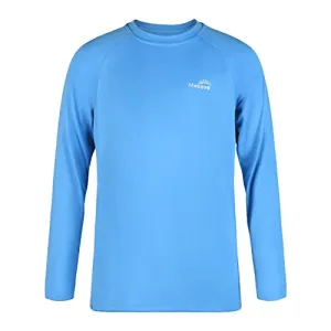 Boys UPF 50  Long Sleeve Sport Sun Protective Rash Guard Swim Athletic Shirt Outdoor Running Blue
