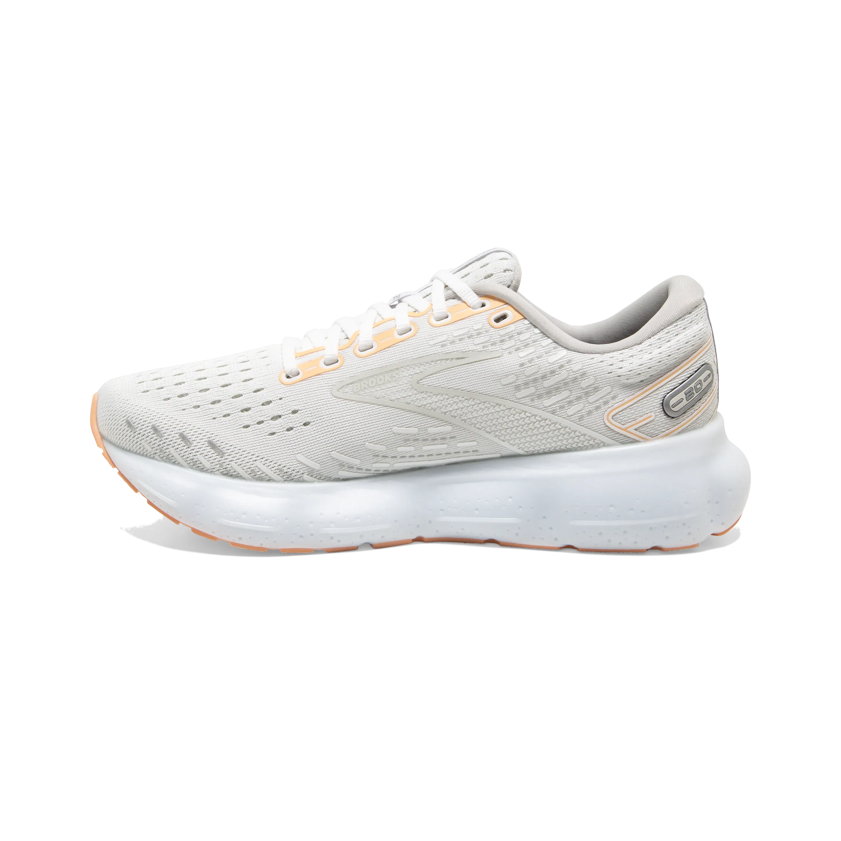 BROOKS LADIES GLYCERIN 20 - WHITE/GRAY/PEACH