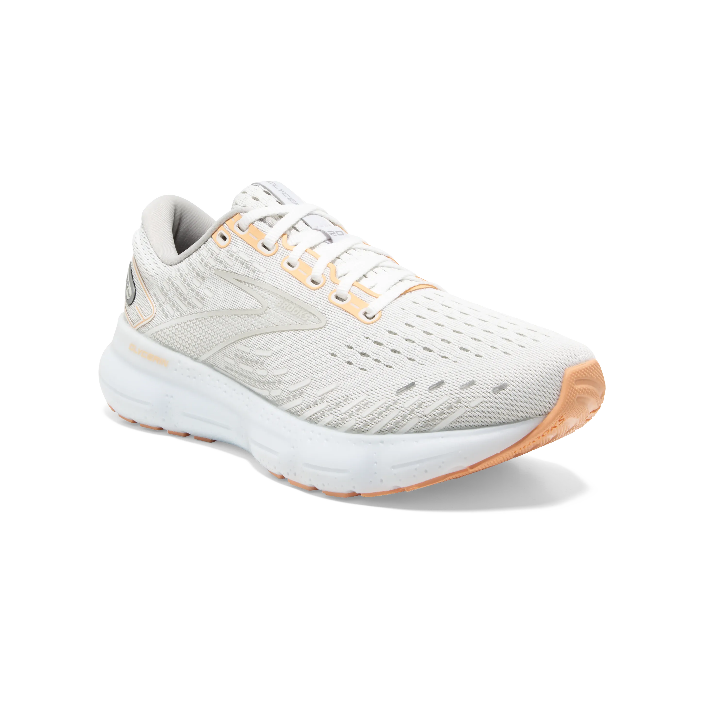 BROOKS LADIES GLYCERIN 20 - WHITE/GRAY/PEACH