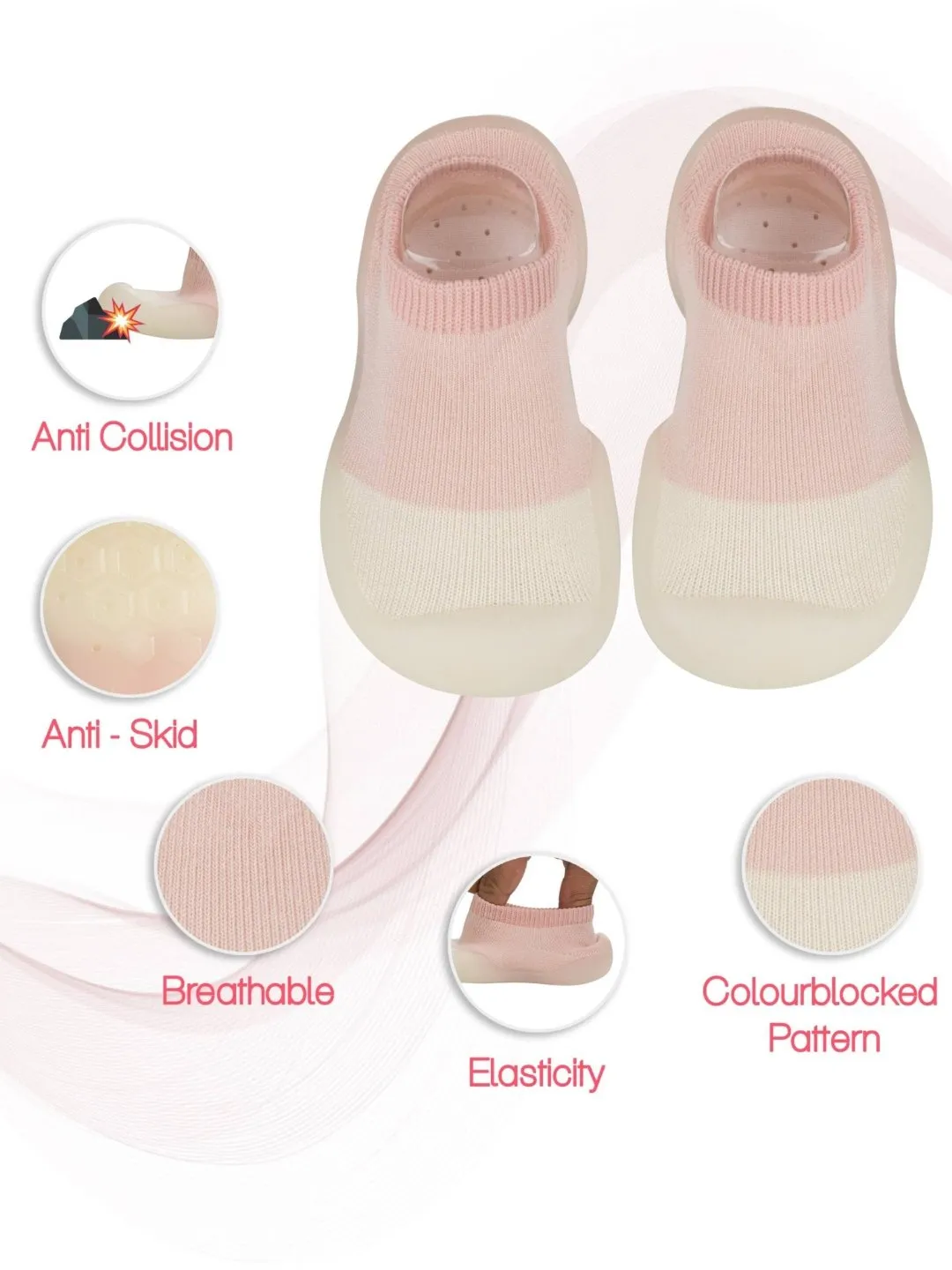 Charming Pink Solid Shoe Socks- Perfect Blend of Comfort and Safety for Toddlers