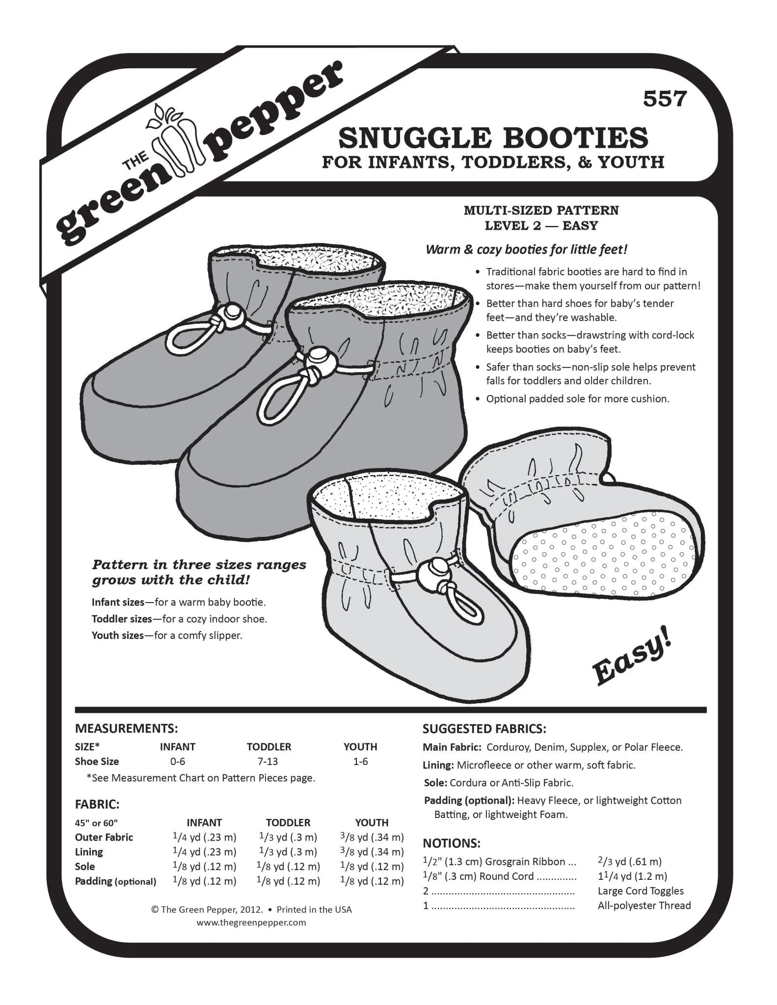 Child's Snuggle Booties PDF Pattern - 557 - The Green Pepper Patterns