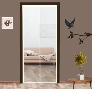 Classic Mosquito Net for Door Fiberglass Magnetic Curtain Auto Closing Insect Screen for All Door Types with Self Adhesive Hook Tape (200X130cms, Ivory)