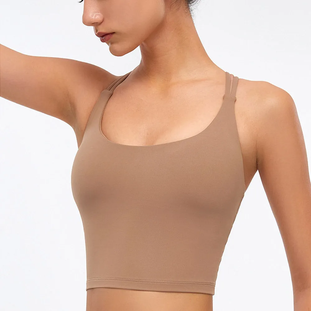Criss Cross Stretchy Cropped Tank Top