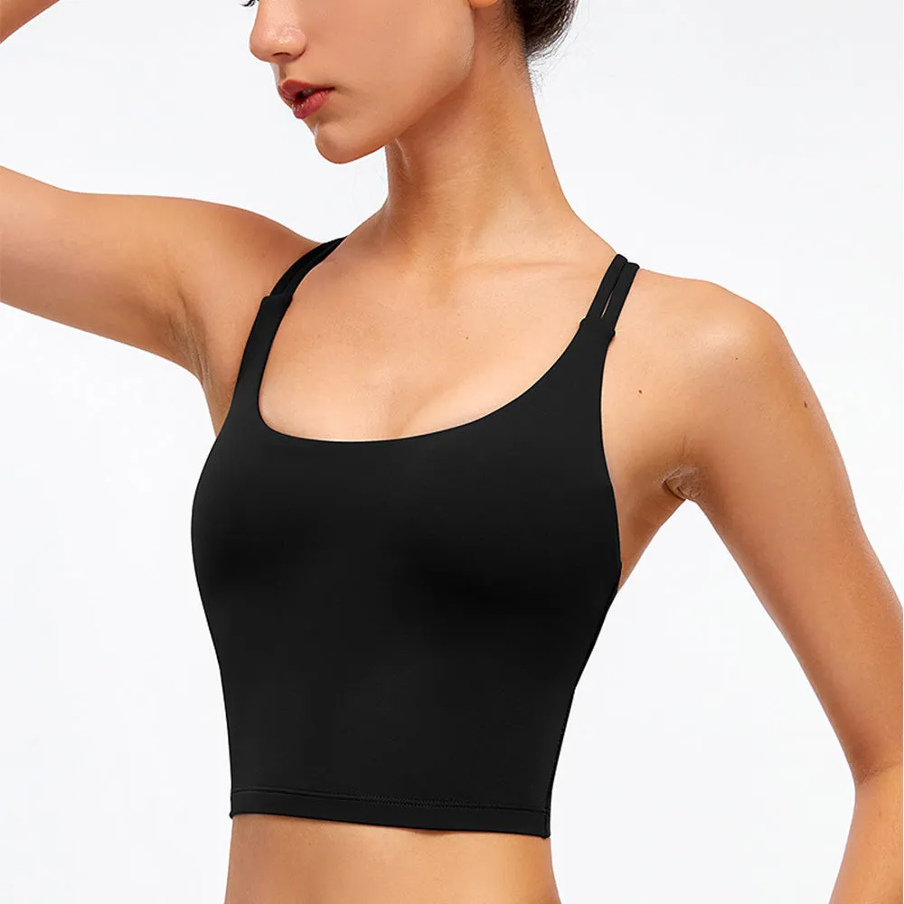 Criss Cross Stretchy Cropped Tank Top