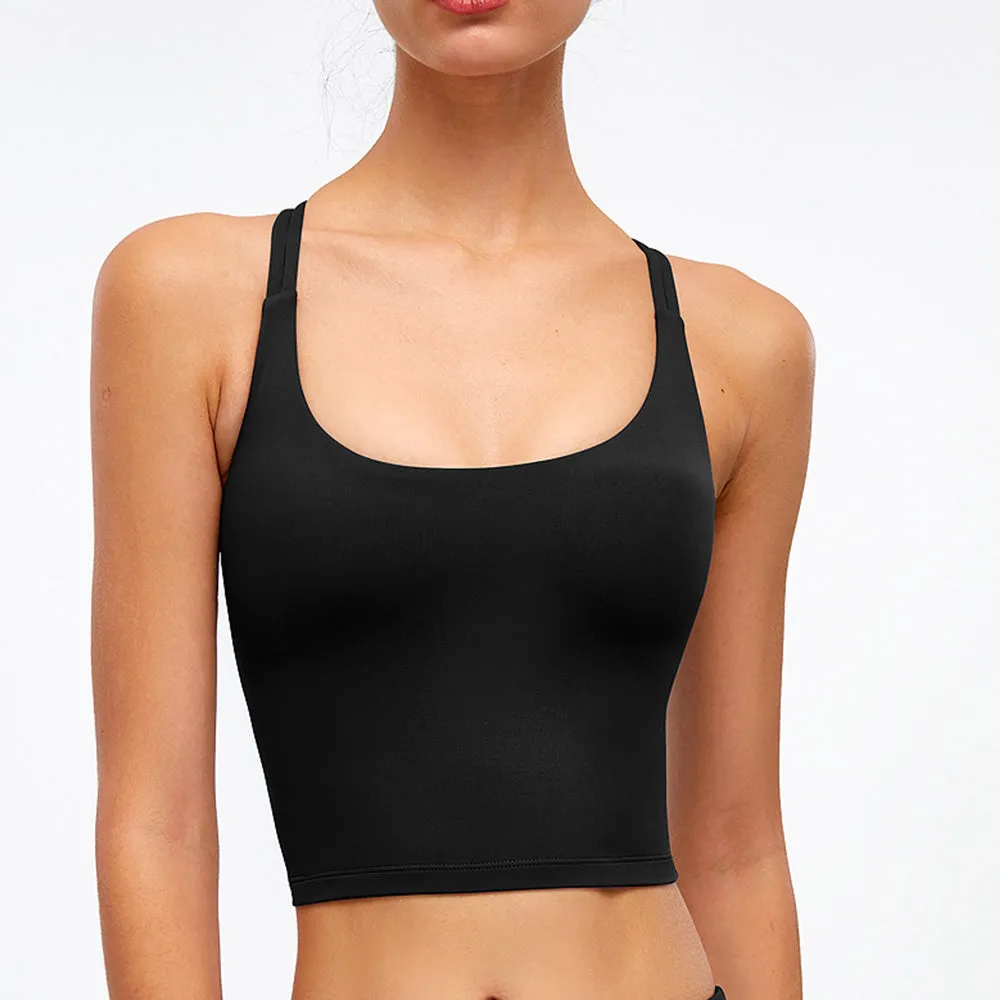 Criss Cross Stretchy Cropped Tank Top