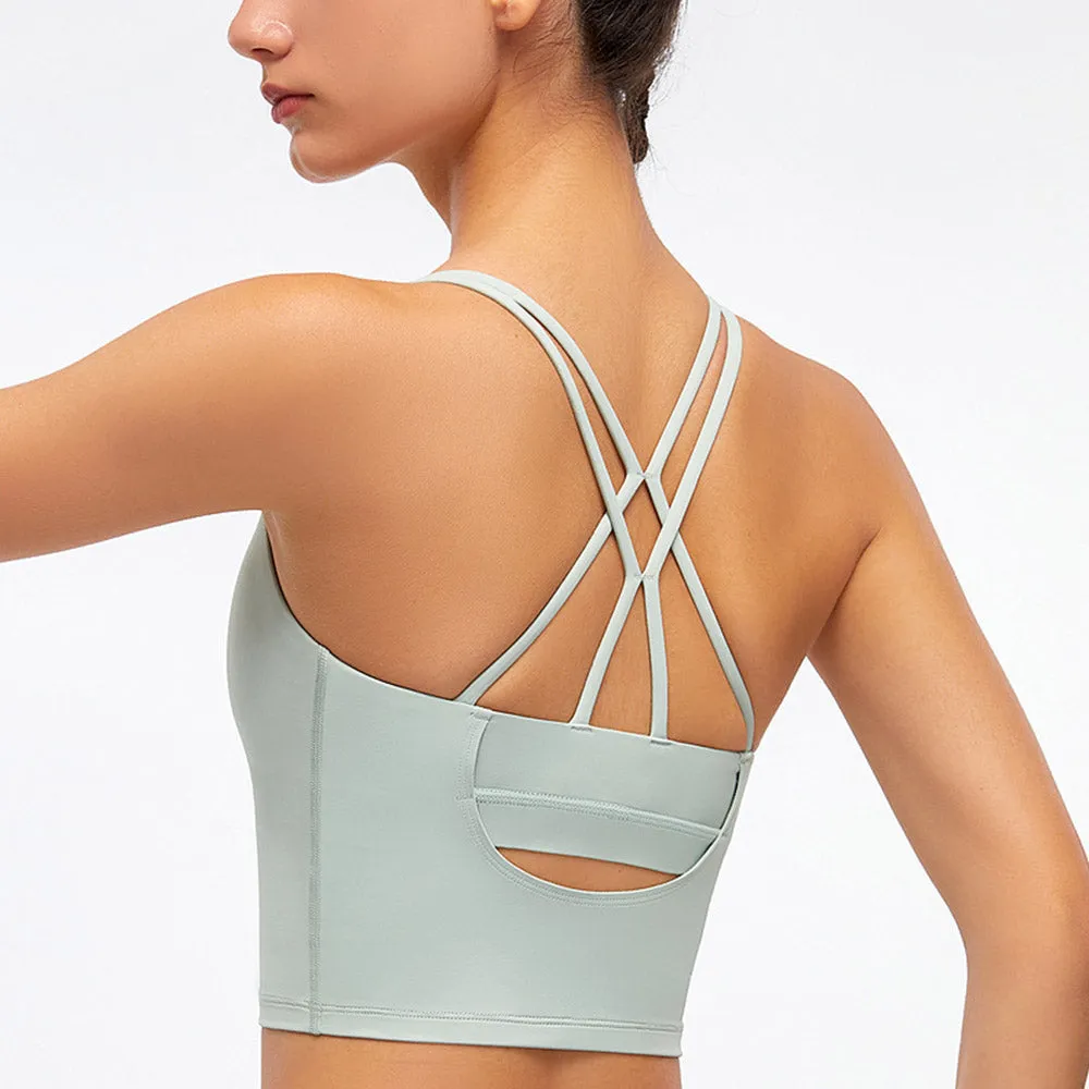 Criss Cross Stretchy Cropped Tank Top