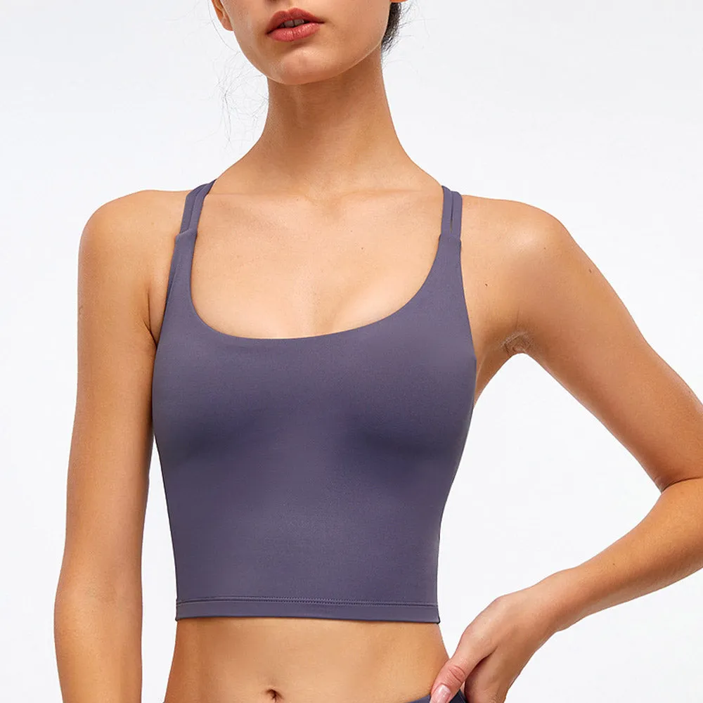 Criss Cross Stretchy Cropped Tank Top