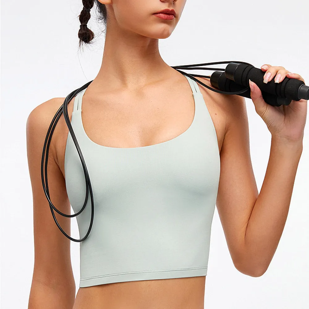 Criss Cross Stretchy Cropped Tank Top