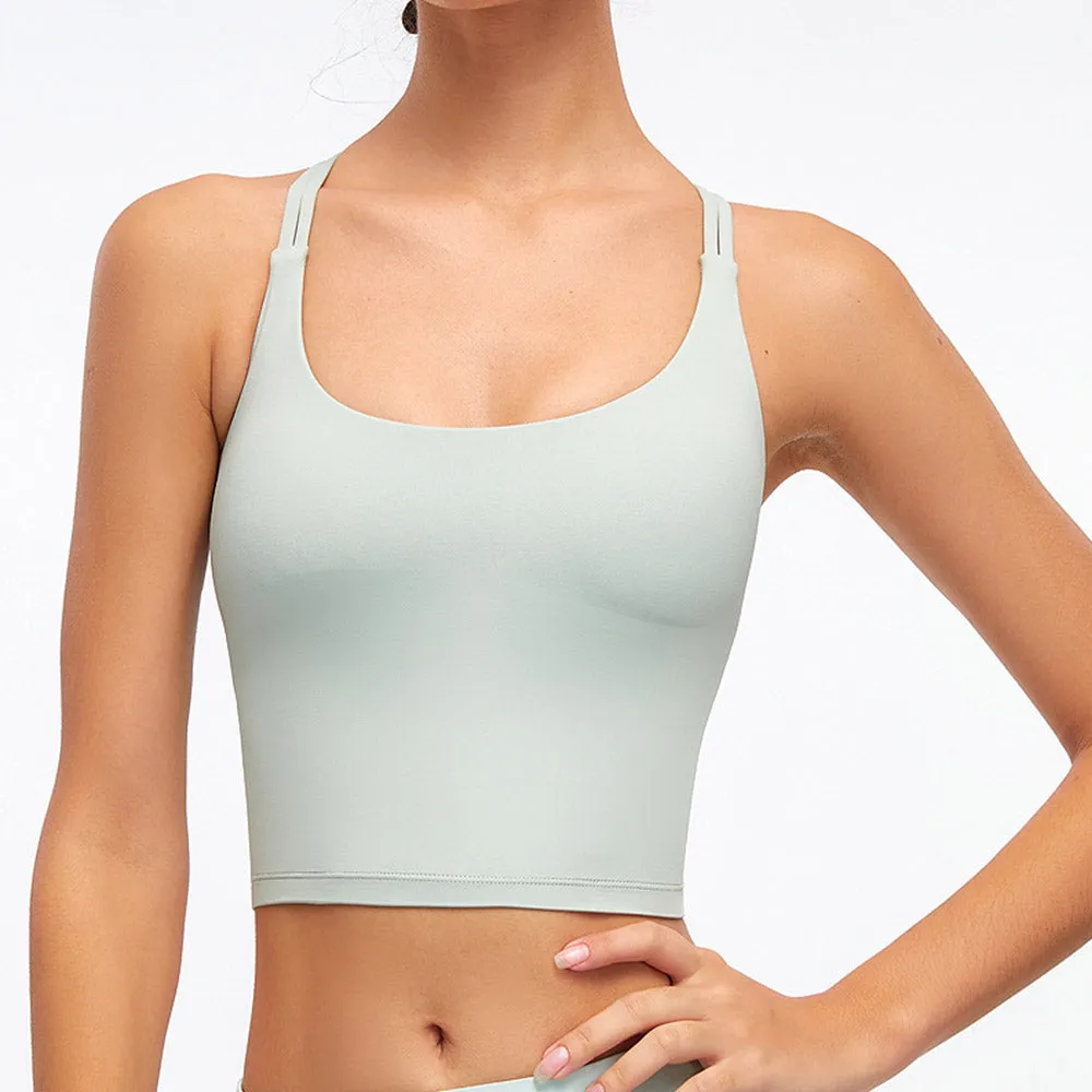 Criss Cross Stretchy Cropped Tank Top