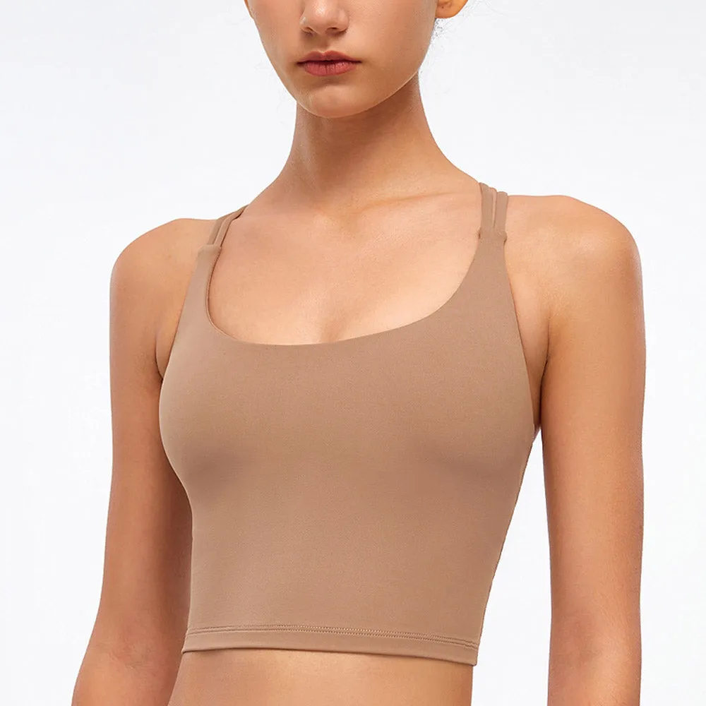 Criss Cross Stretchy Cropped Tank Top