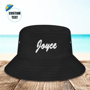 Custom Bucket Hat Unisex Bucket Hat with Text Personalised Wide Brim Outdoor Summer Cap Hiking Beach Sports Hats Gift for Lover Black
