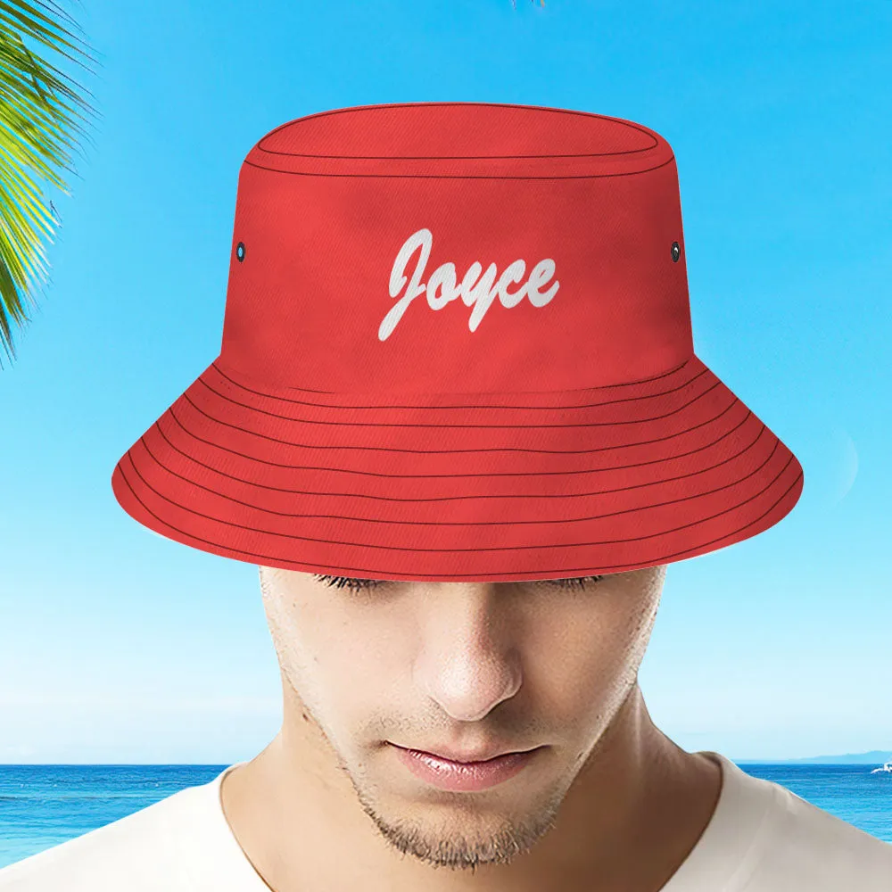 Custom Bucket Hat Unisex Bucket Hat with Text Personalised Wide Brim Outdoor Summer Cap Hiking Beach Sports Hats Gift for Lover Red