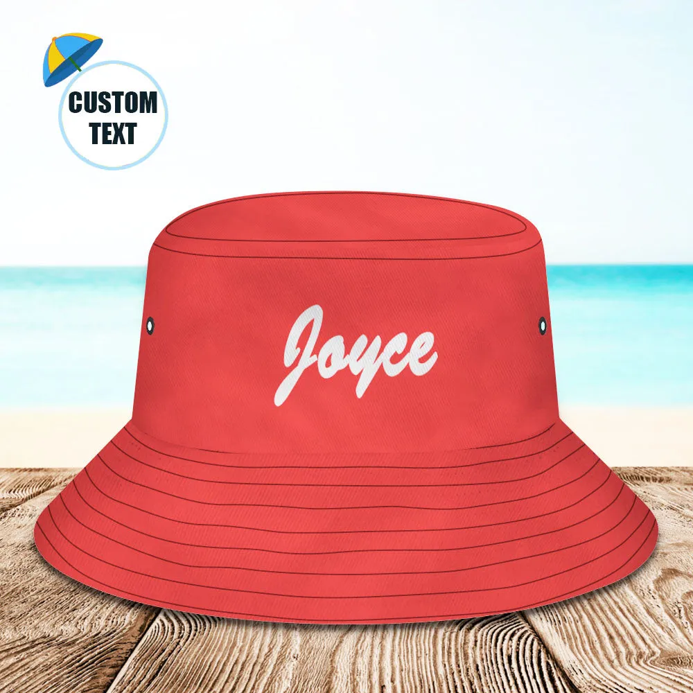 Custom Bucket Hat Unisex Bucket Hat with Text Personalised Wide Brim Outdoor Summer Cap Hiking Beach Sports Hats Gift for Lover Red