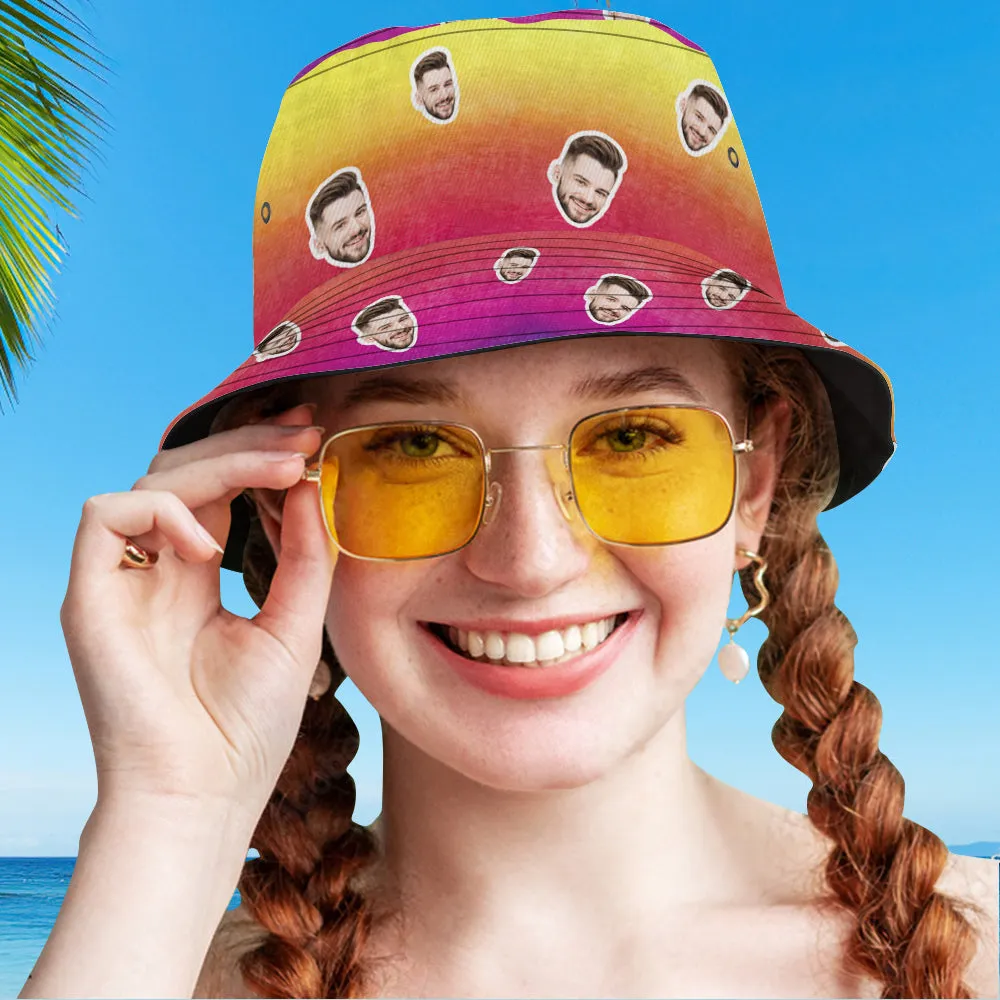 Custom Bucket Hat Unisex Face Bucket Hat Personalised Wide Brim Outdoor Summer Cap Hiking Beach Sports Hats Tie Dye Style Multicolor