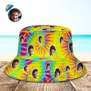 Custom Bucket Hat Unisex Face Bucket Hat Personalised Wide Brim Outdoor Summer Cap Hiking Beach Sports Hats Tie Dye