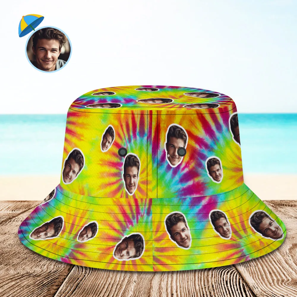 Custom Bucket Hat Unisex Face Bucket Hat Personalised Wide Brim Outdoor Summer Cap Hiking Beach Sports Hats Tie Dye
