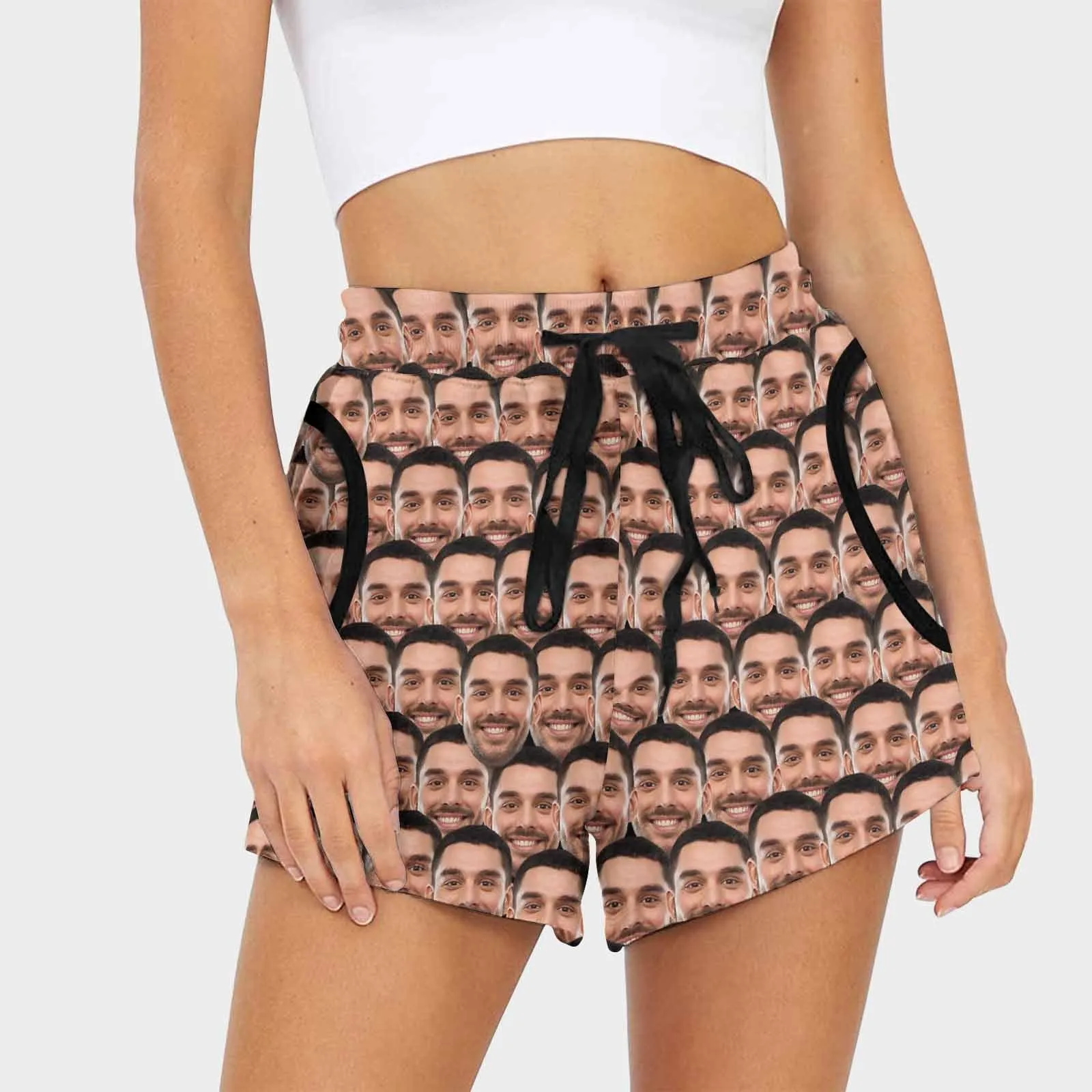 Custom Face Seamless Boyfriend Mid-Length Board Shorts Swim Trunks for Her Create Your Own Personalized Shorts