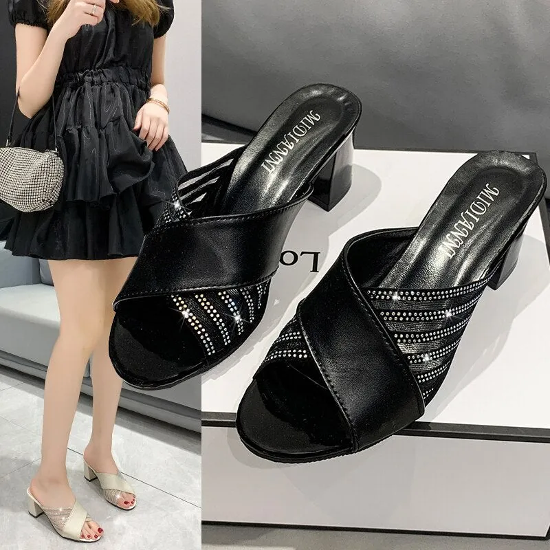 Elegant Woman Open Toe  Slip-On Casual Sandals