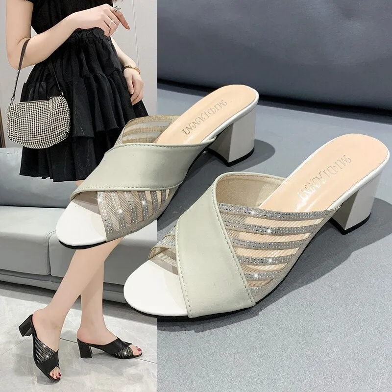 Elegant Woman Open Toe  Slip-On Casual Sandals