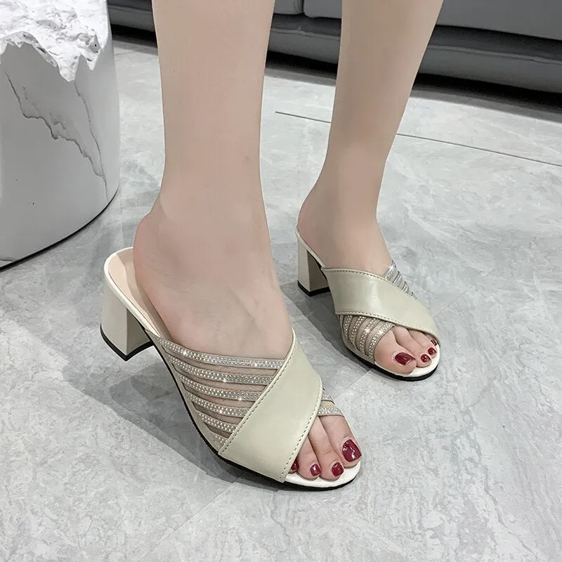 Elegant Woman Open Toe  Slip-On Casual Sandals
