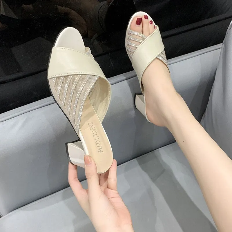 Elegant Woman Open Toe  Slip-On Casual Sandals