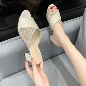 Elegant Woman Open Toe  Slip-On Casual Sandals