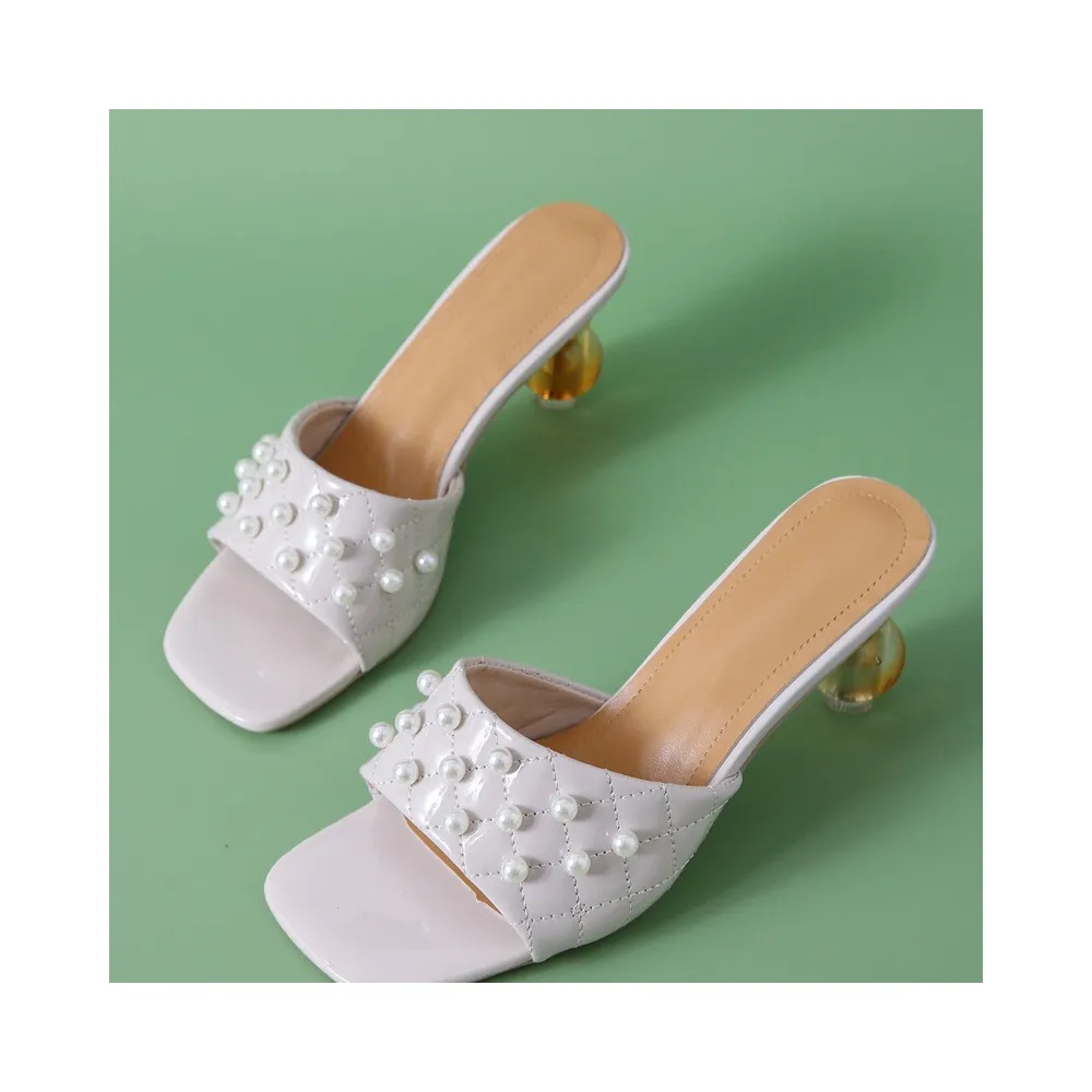 Fashion Plaid Pearl Sandals