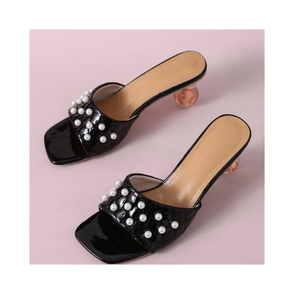 Fashion Plaid Pearl Sandals