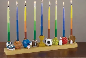 Hand Painted Sports Menorah