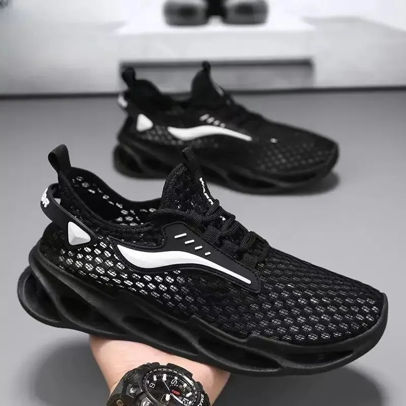 Men's Lace-up Mesh Sport Sneakers, Lightweight Running Walking Shoes