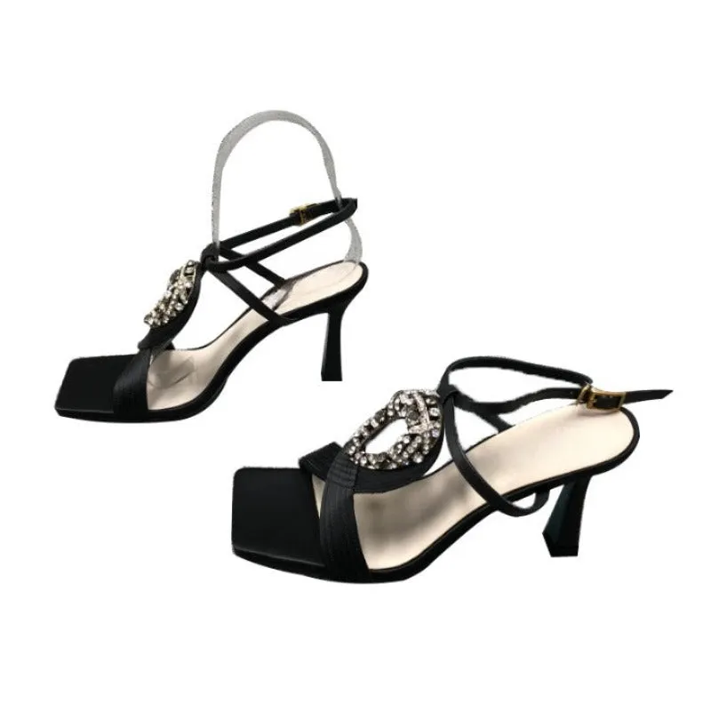 Narrow Band Buckle Thin High Heels
