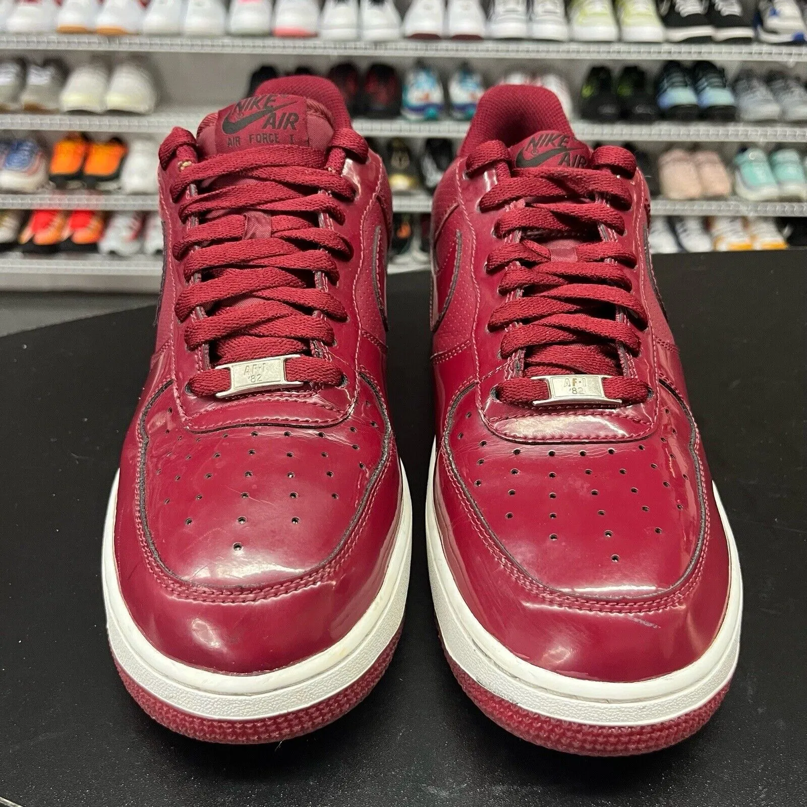 Nike Air Force 1 Crimson Red Patent Leather Sneakers 315122-601 Men's Size 10