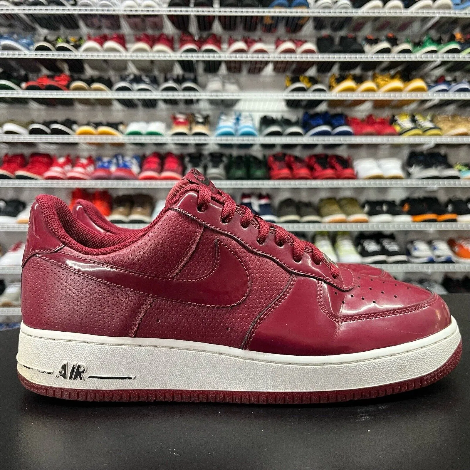Nike Air Force 1 Crimson Red Patent Leather Sneakers 315122-601 Men's Size 10