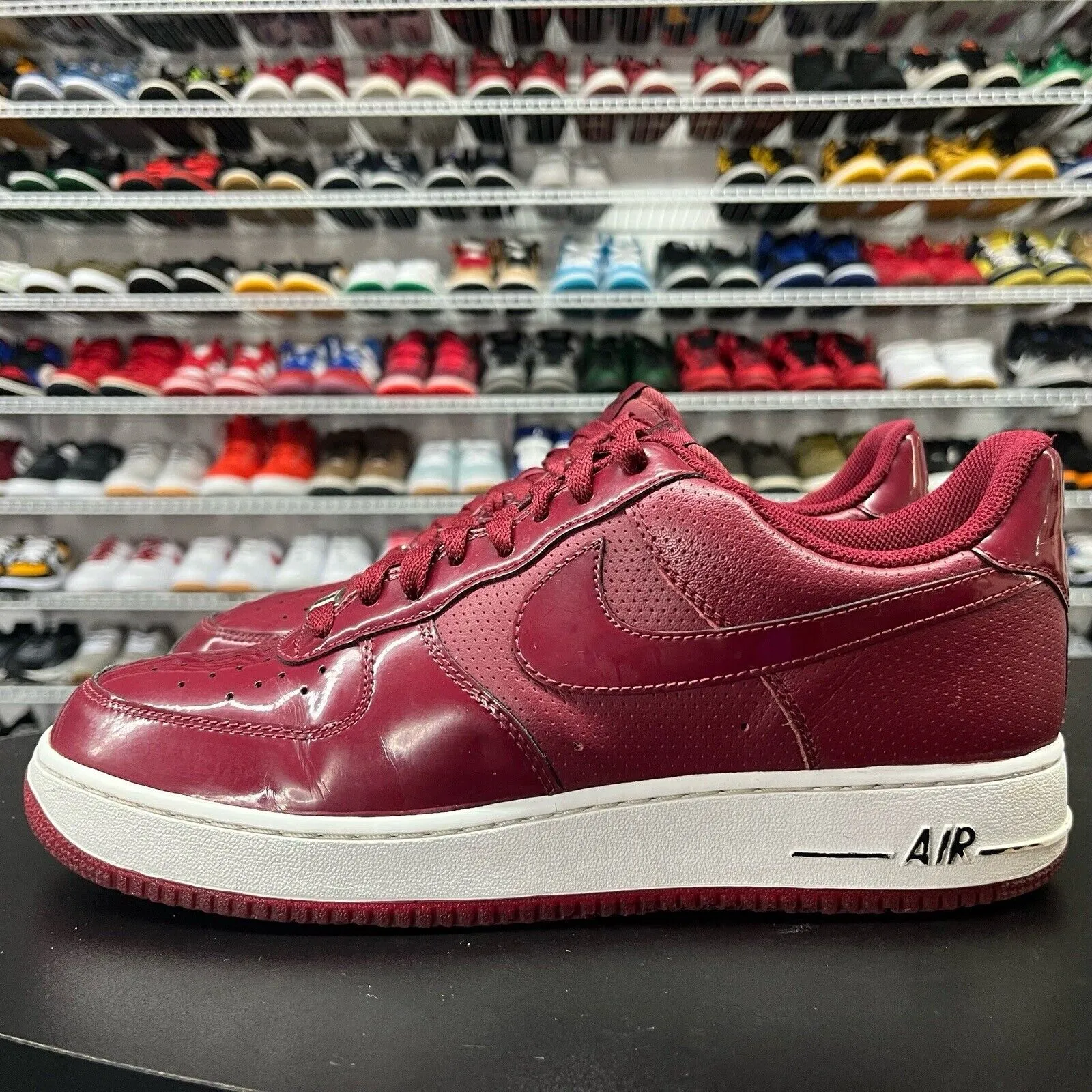 Nike Air Force 1 Crimson Red Patent Leather Sneakers 315122-601 Men's Size 10