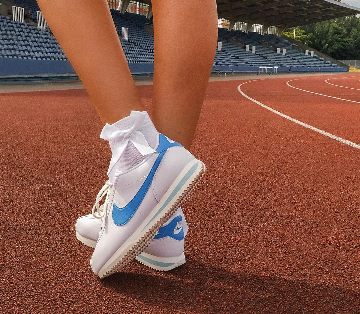 Nike Cortez Trainers White University Blue Sail Team Orange
