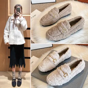 Outer Wear Lamb Wool Fluffy Shoes Women