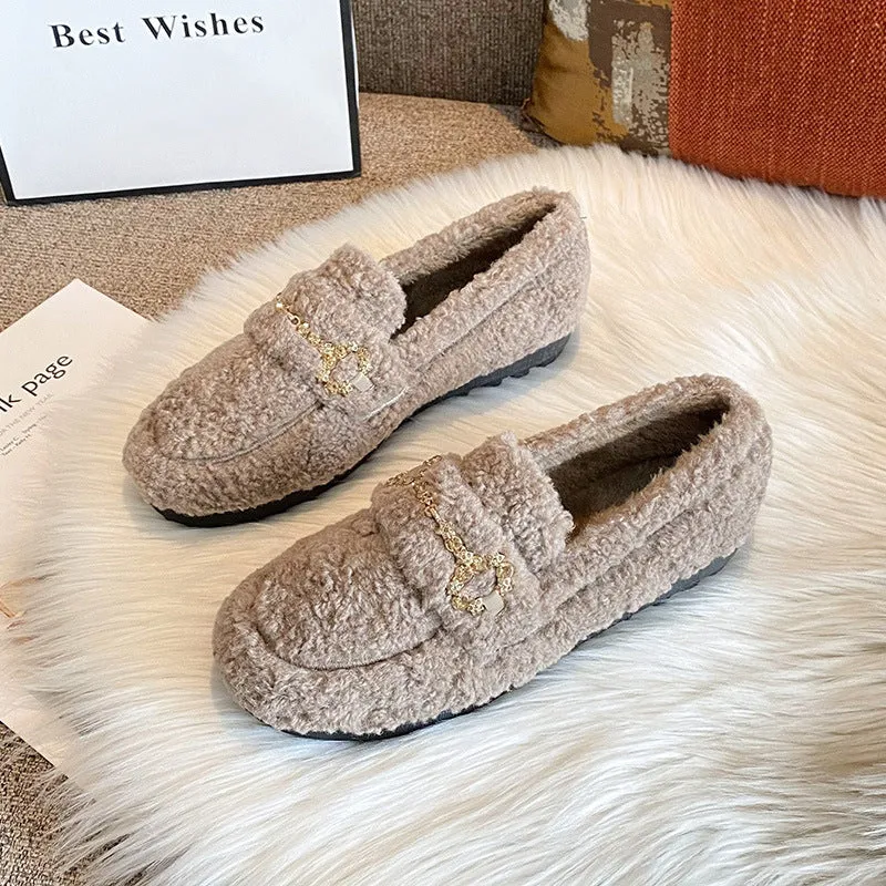 Outer Wear Lamb Wool Fluffy Shoes Women