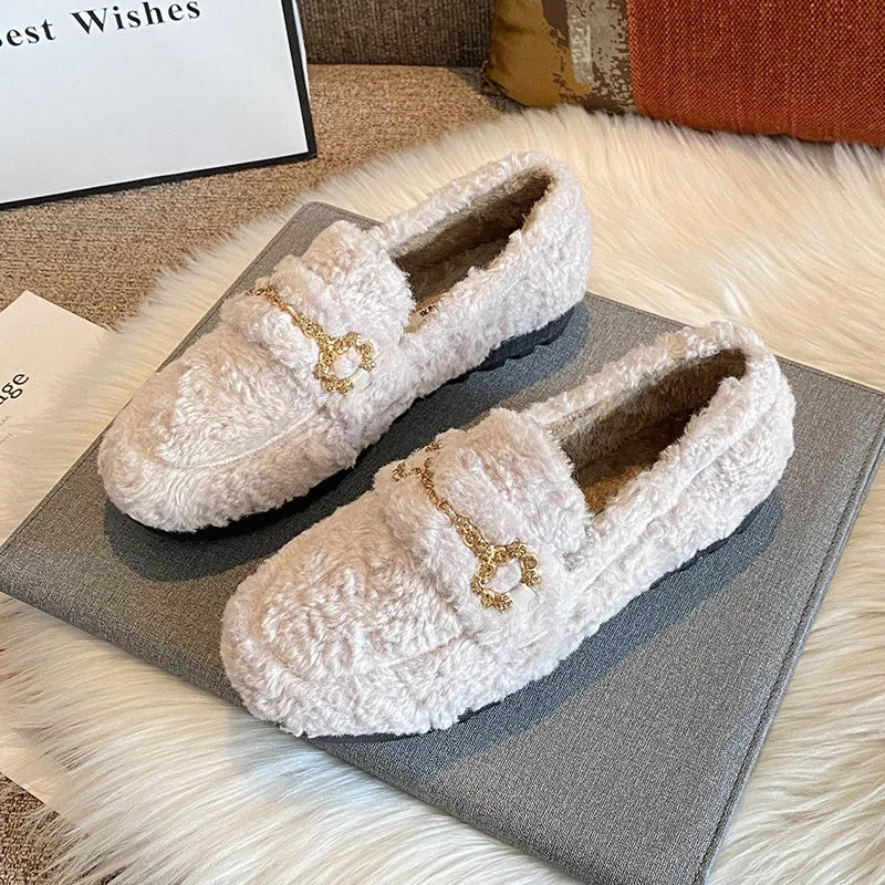 Outer Wear Lamb Wool Fluffy Shoes Women