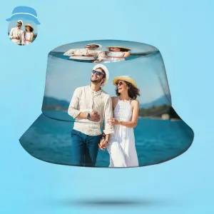Personalised Bucket Hat Custom Wide Brim Outdoor Summer Cap Unisex Photo Bucket Hat Hiking Beach Sports Hats for Lover