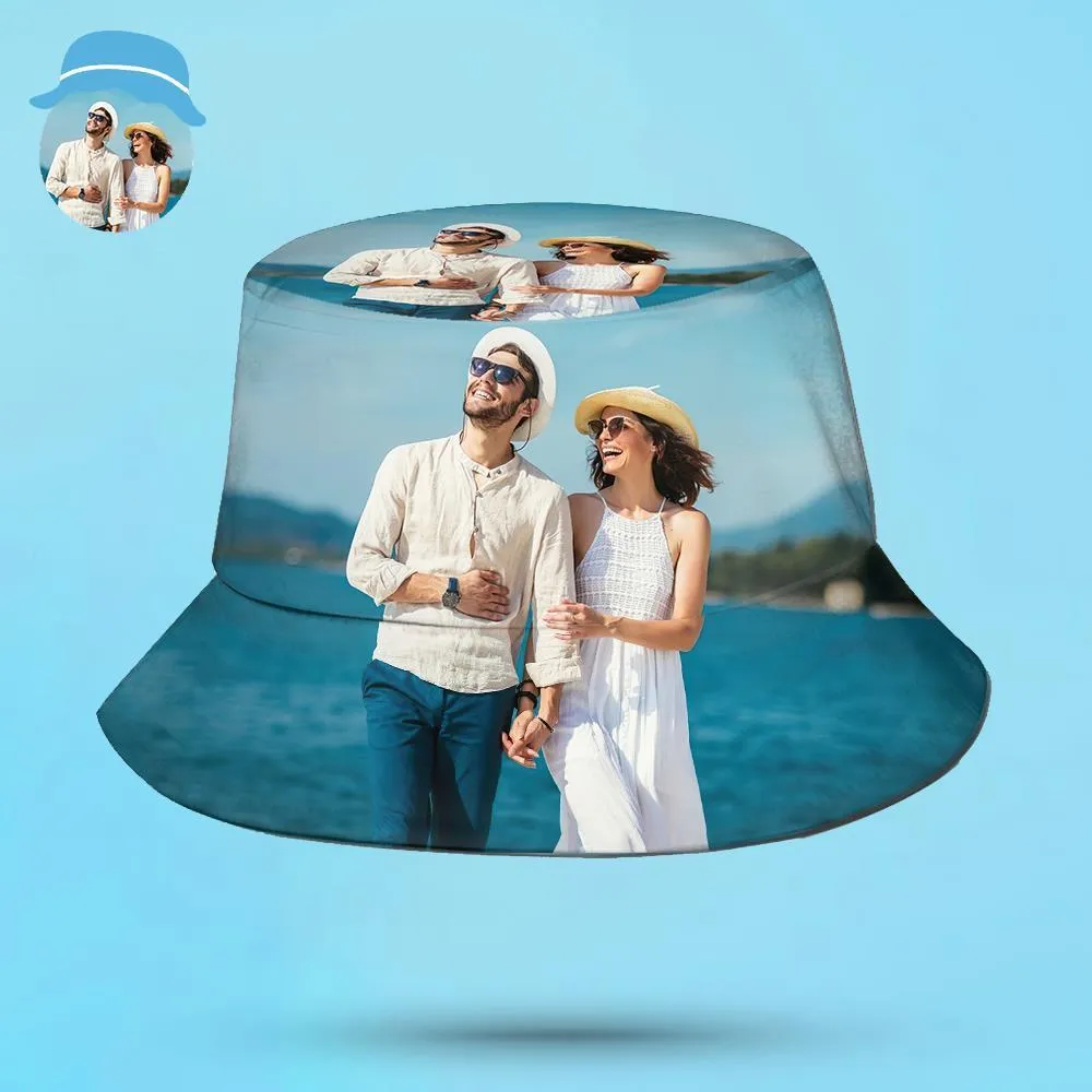 Personalised Bucket Hat Custom Wide Brim Outdoor Summer Cap Unisex Photo Bucket Hat Hiking Beach Sports Hats for Lover