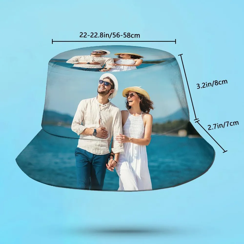 Personalised Bucket Hat Custom Wide Brim Outdoor Summer Cap Unisex Photo Bucket Hat Hiking Beach Sports Hats for Lover