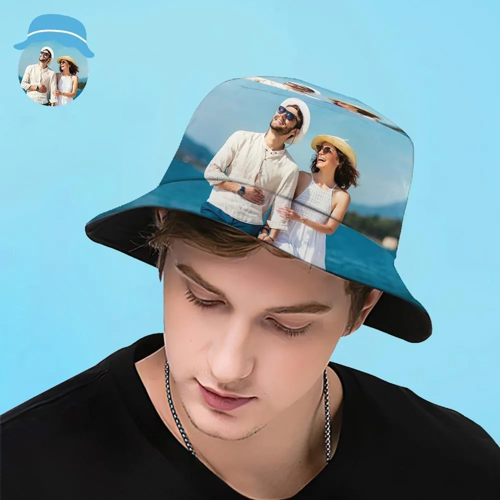 Personalised Bucket Hat Custom Wide Brim Outdoor Summer Cap Unisex Photo Bucket Hat Hiking Beach Sports Hats for Lover