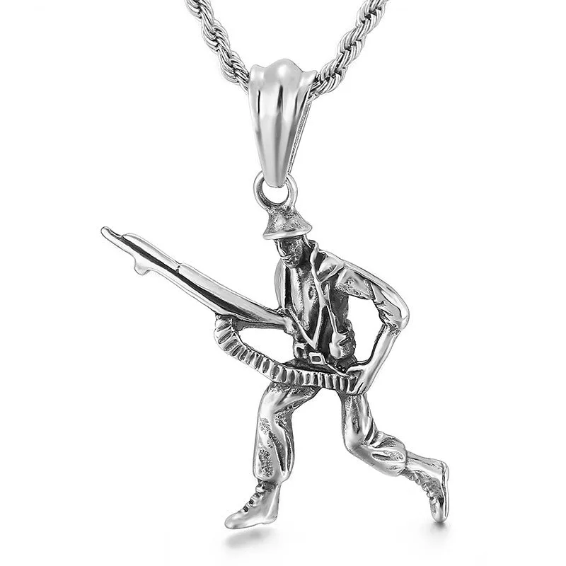 Personalized Men's Titanium Steel Sports Character Pendant - European Style Fitness Necklace