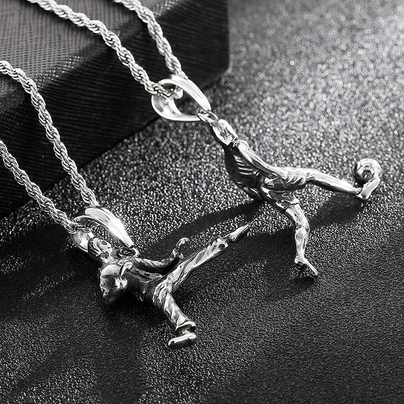 Personalized Men's Titanium Steel Sports Character Pendant - European Style Fitness Necklace